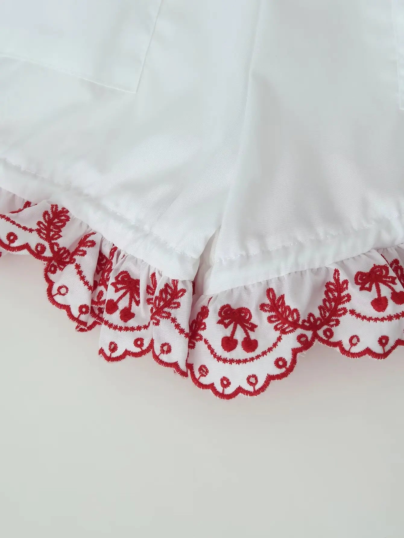 Women's Embroidered Shorts Summer New Elastic Waist With Pockets Lace-up Shorts Fashion Casual Female Shorts