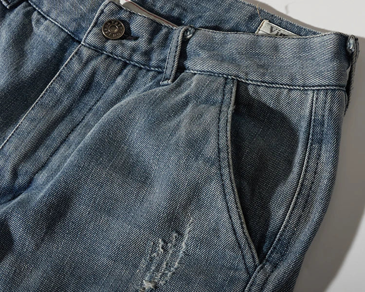 Retro Denim Utility Knee Shorts