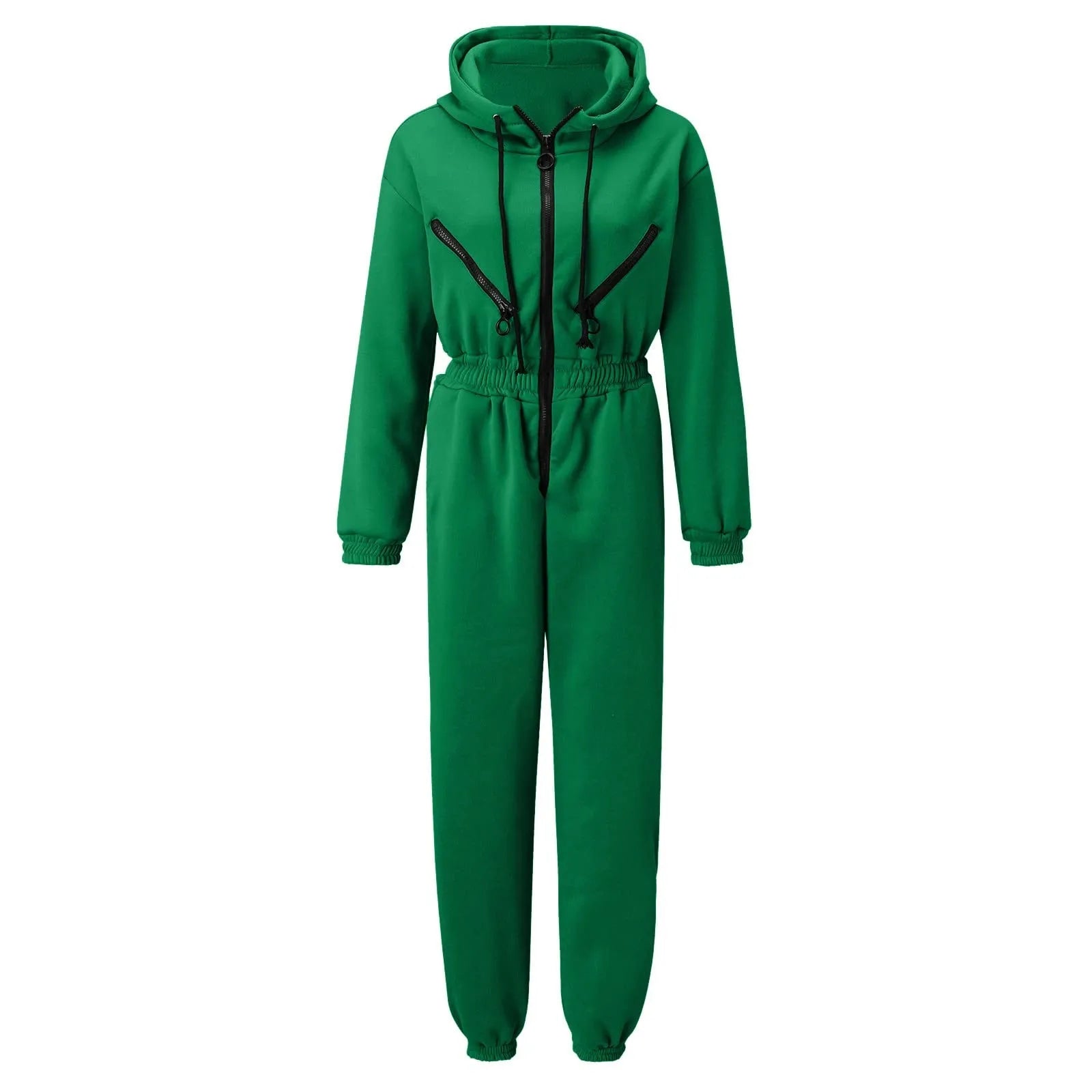 Fleece Hooded Wide Leg Jumpsuit