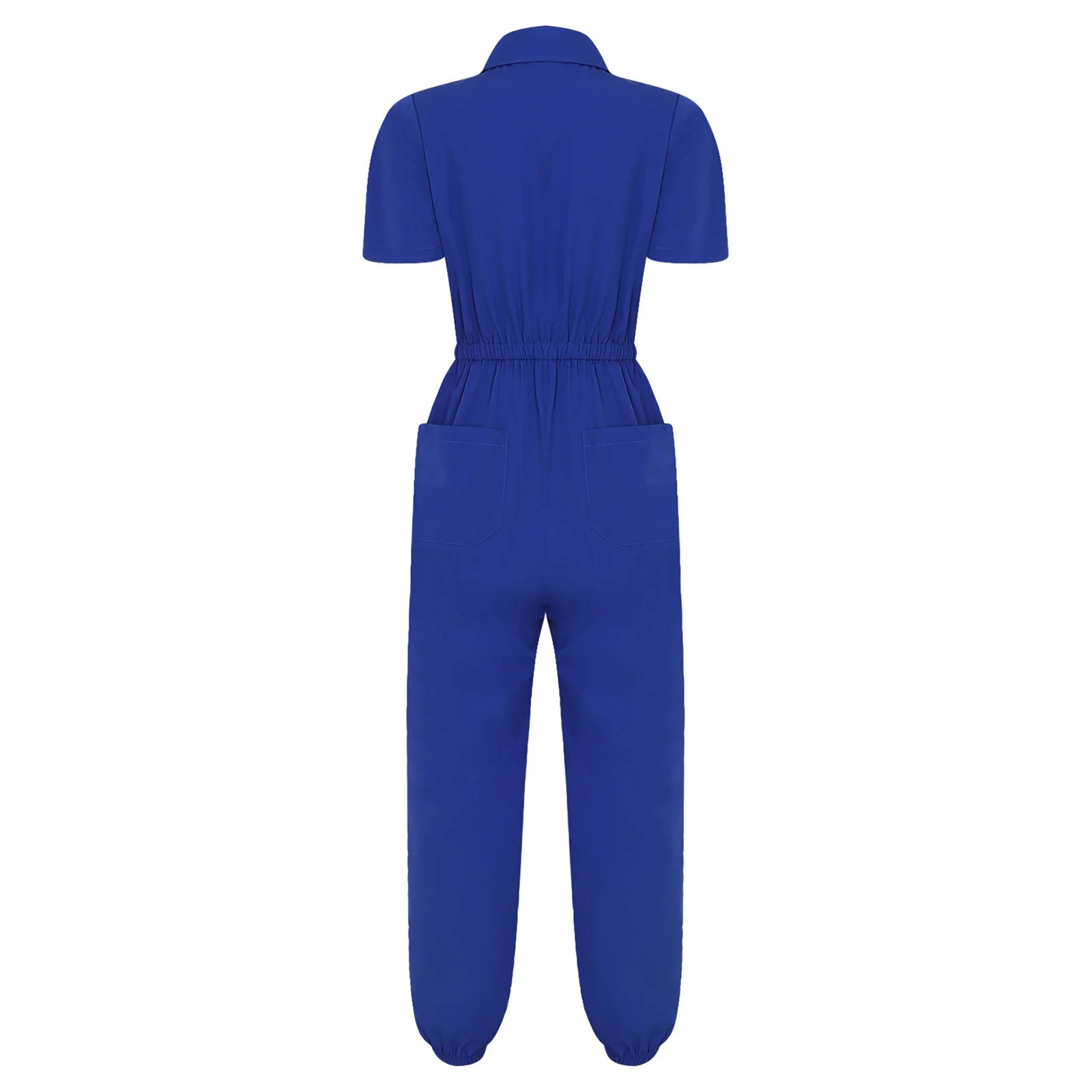 Womens Short Sleeve Scrubs Jumpsuit Front Zipper Elastic Waist Jogger Pants Rompers Nurse Doctor Workwear for Caring Nursing