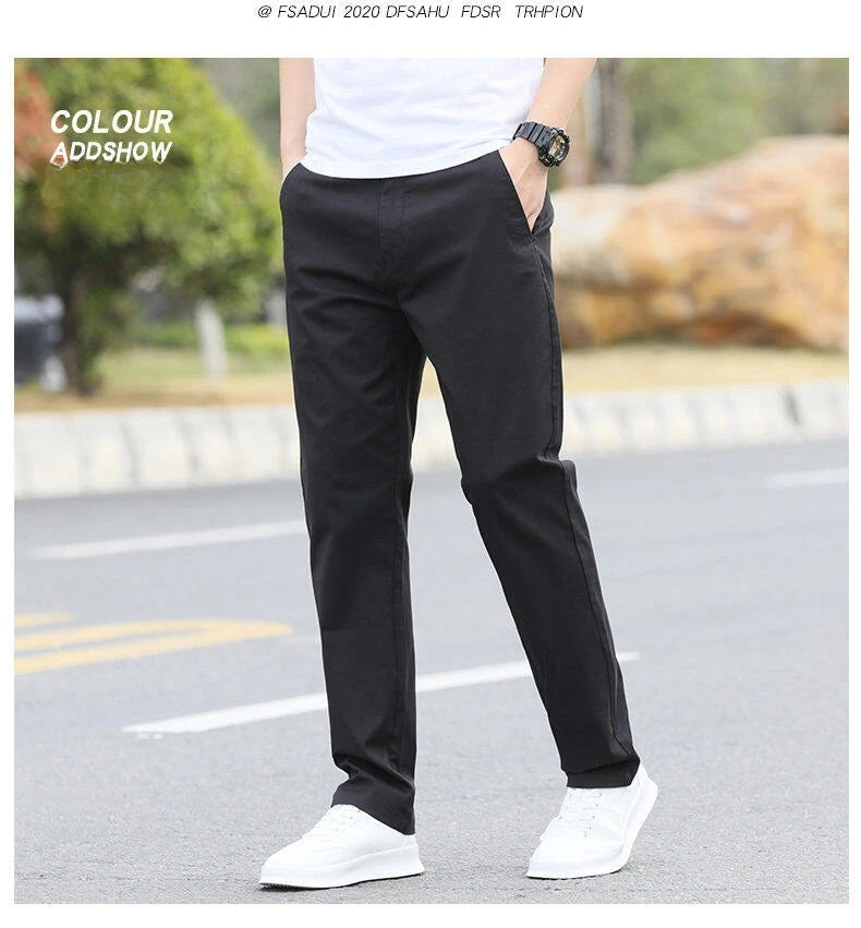 Men's High-Quality Chinos -Cotton Casual Trousers - Breathable Straight Pants (Sizes W28-w40)