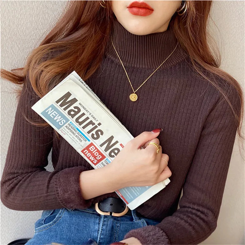 Thermal Turtleneck Fleece Knit Pullover