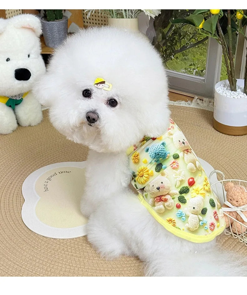 Spring pet apparel: cat & dog clothing - cartoon 3d print, teddy style, cute & breathable, anti-shedding, dropshipping available