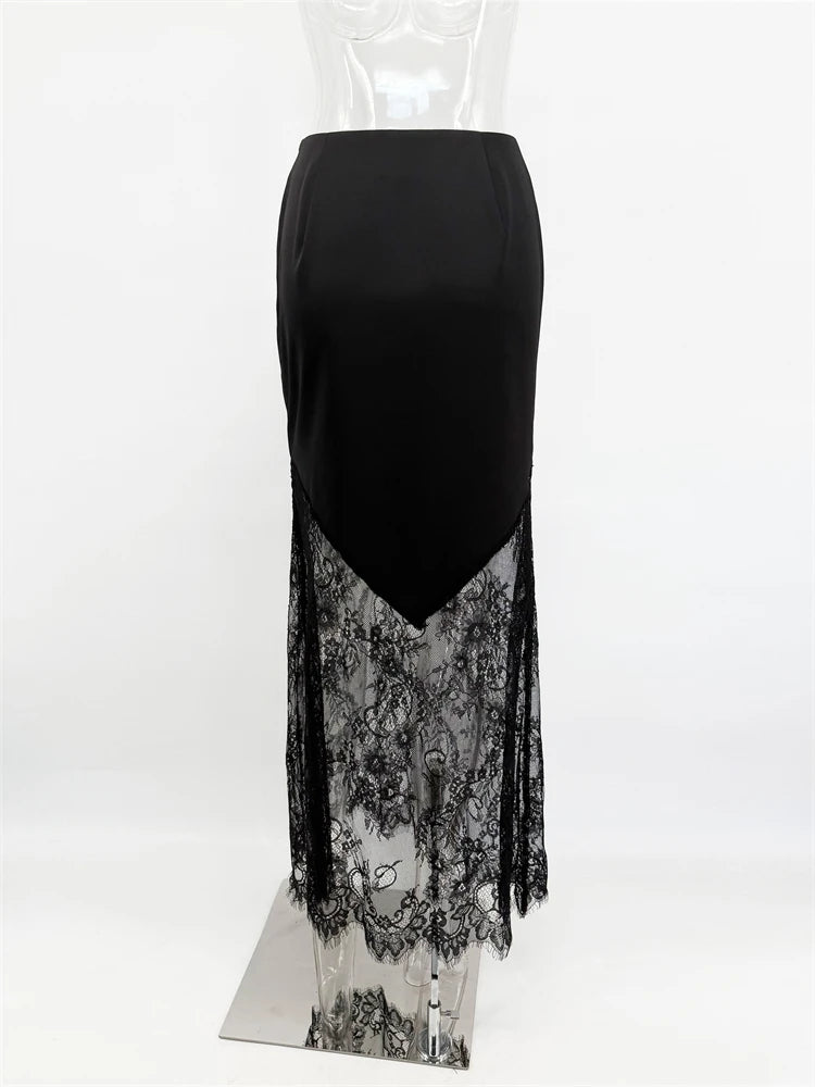 Patchwork Lace High Waist Maxi