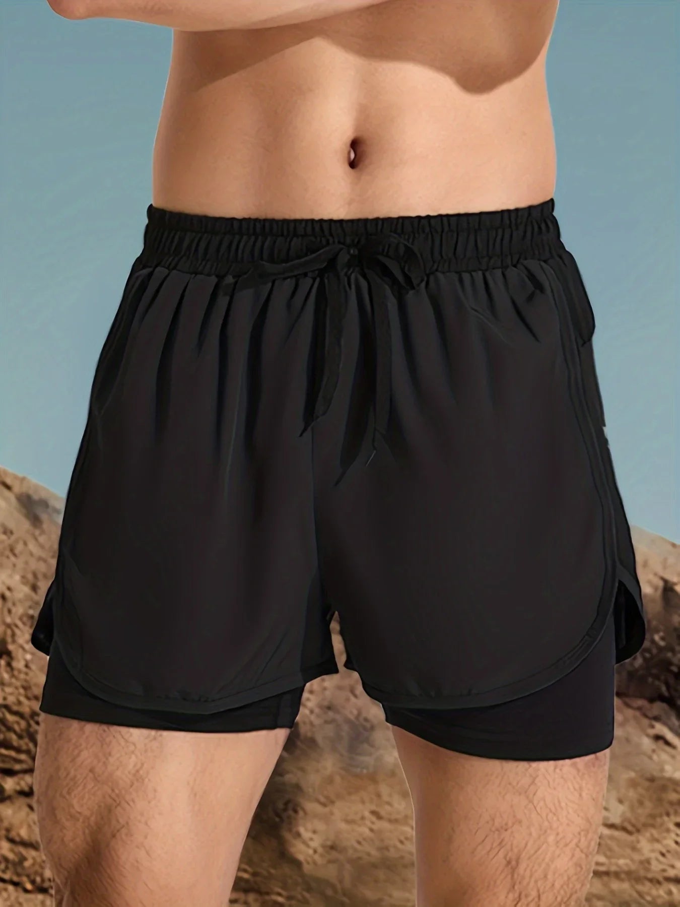 Men's Swim Trunks Quick Dry Athletic Shorts with Compression Liner for Beach Pool Running Gym