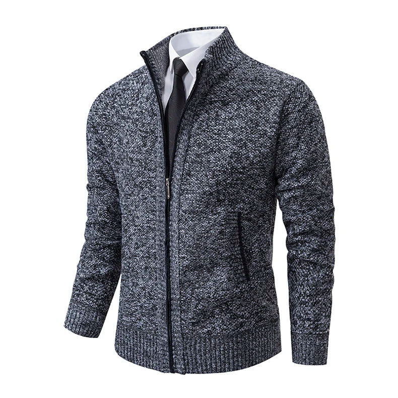 Stand Collar Fleece Zip Cardigan