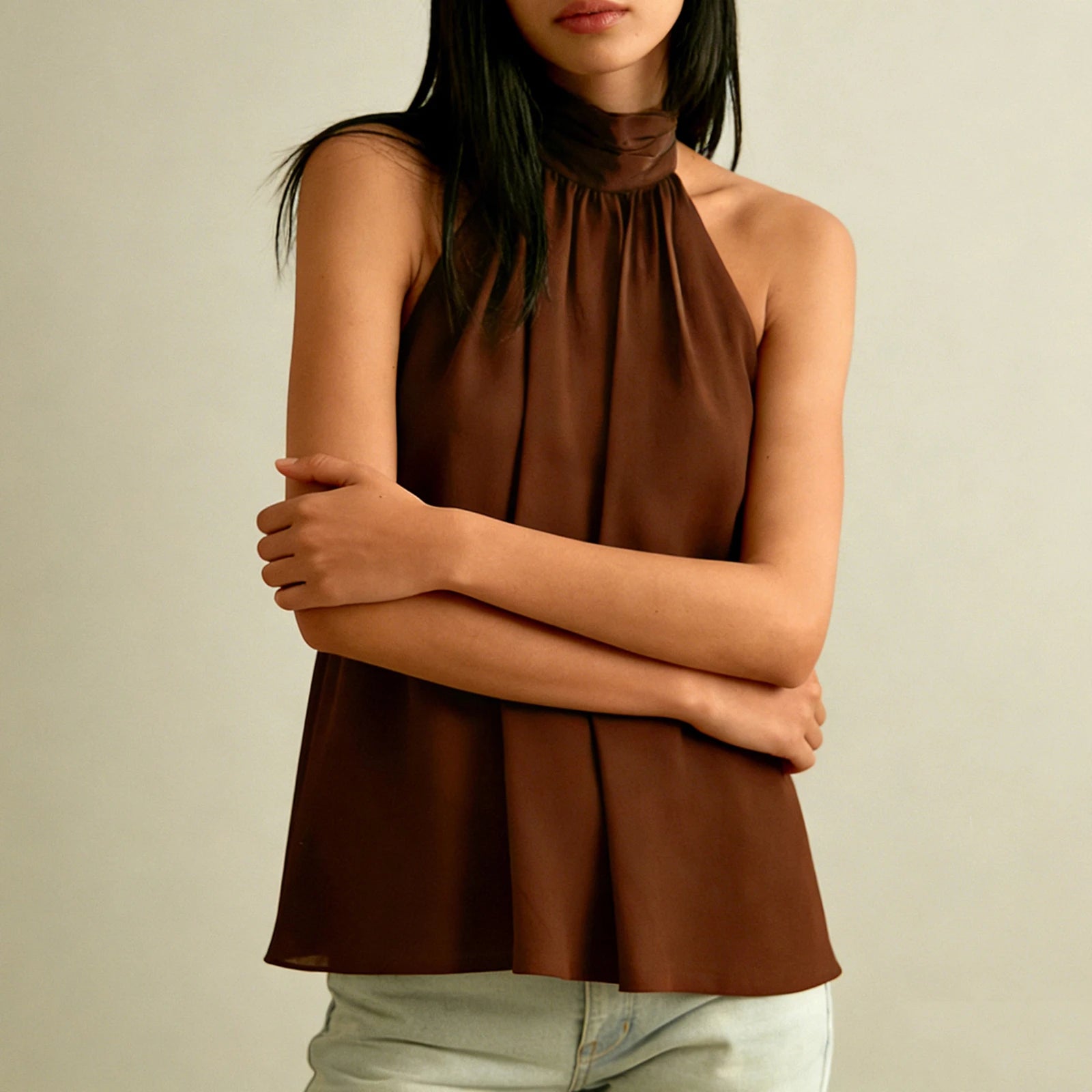 Women's Halter Tops Casual Loose Fit Stylish Solid Color Sleeveless Vest Suitable for Summer