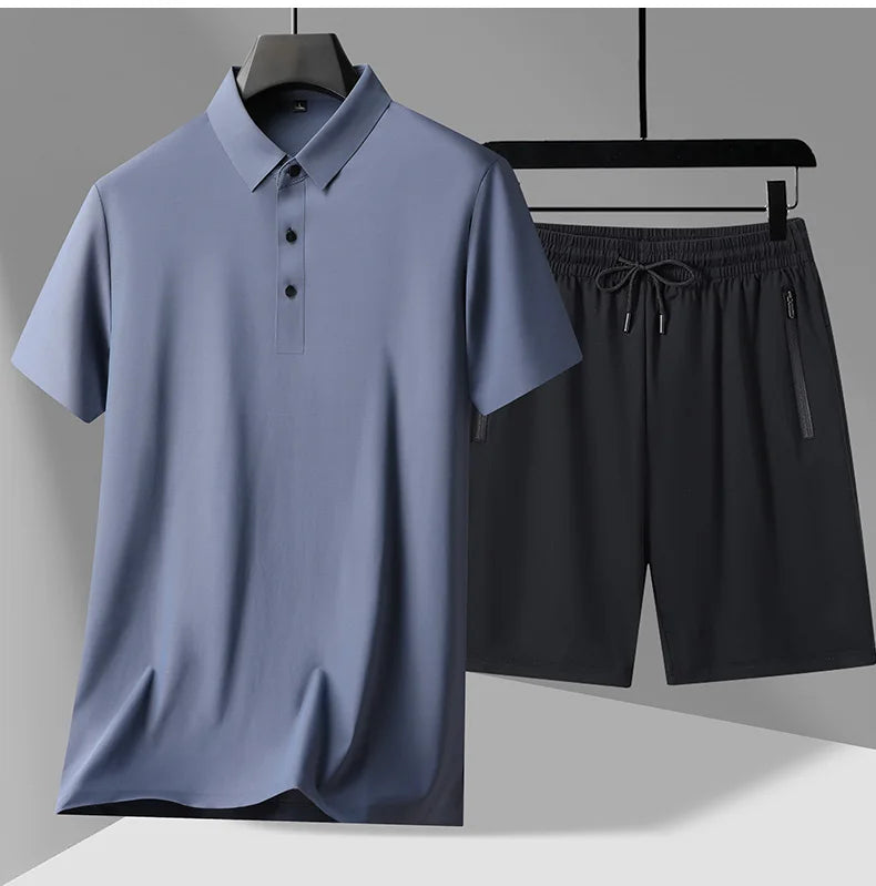 polo Shirts + shorts 2024 summer new style fashion Sportswear Men's Casual Sets Male Fashion shirts and shorts full size M-4XL