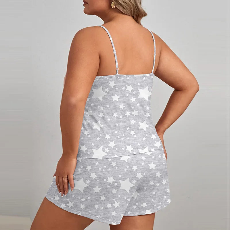 Star Print Crop Pajama Set