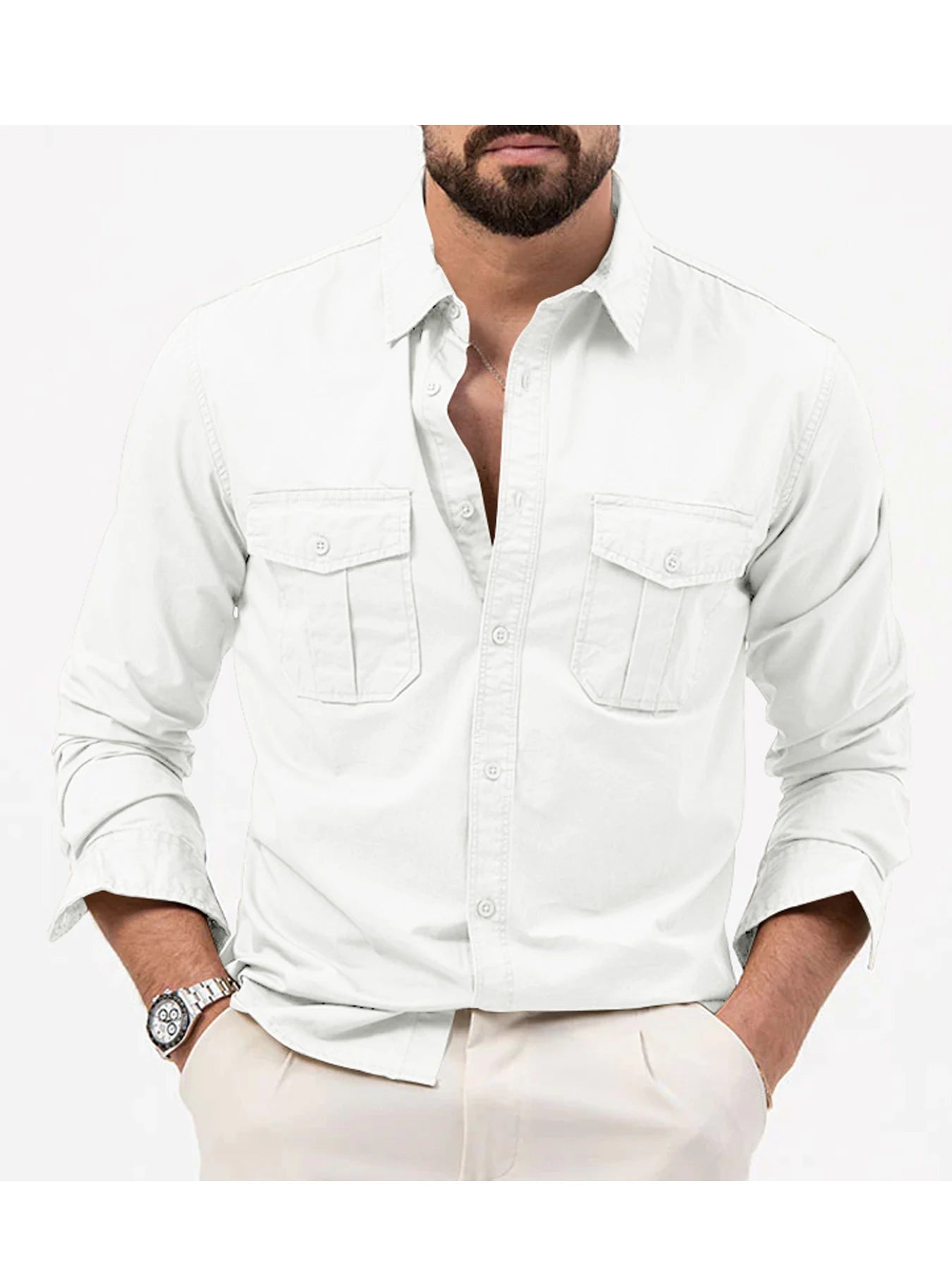 Multi Pocket Workwear Shirt Men