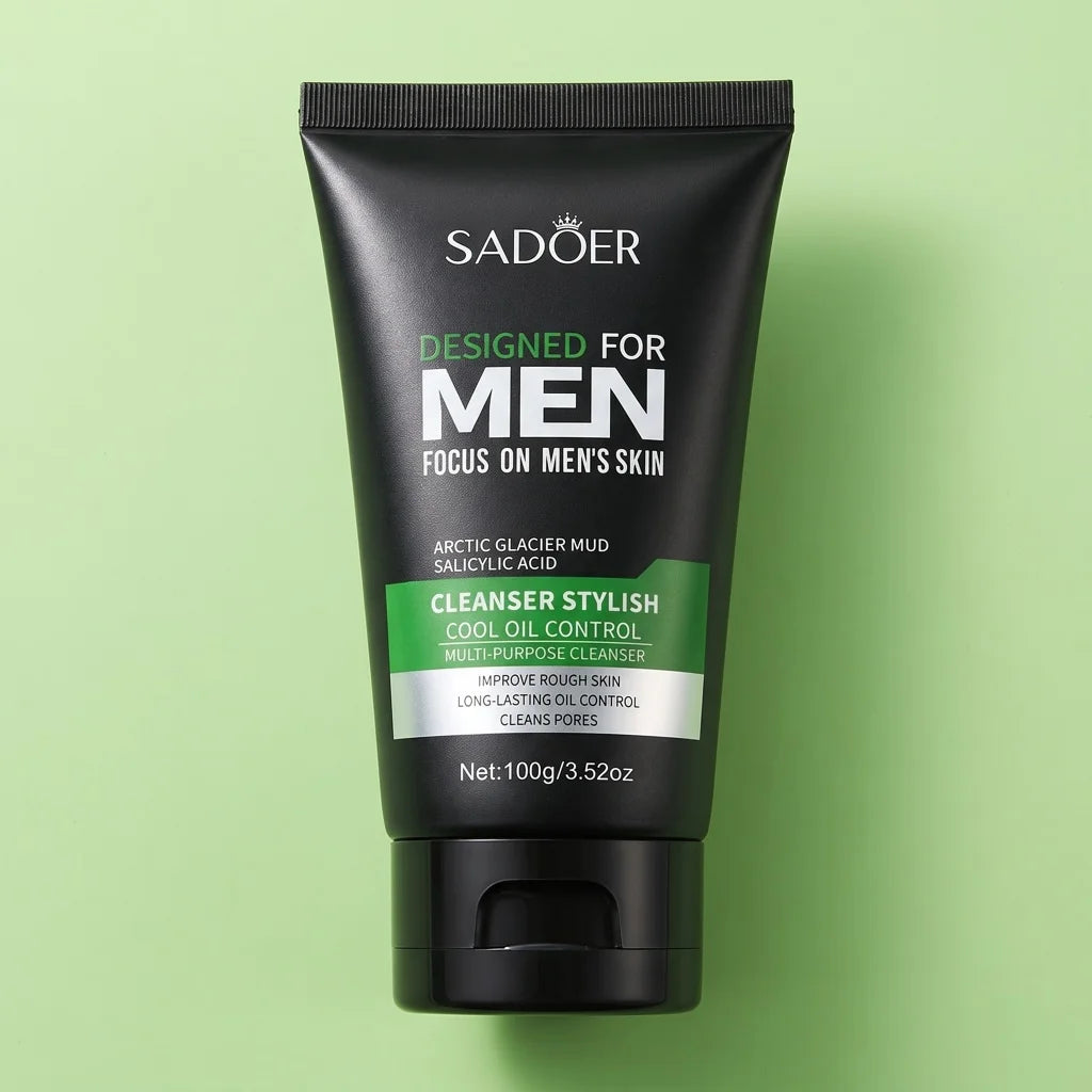Men Glacier Mud Salicylic Acid Cleanser Long Oil Control Deep Purify Pores Wash Daily Grime Soft Coarse Skin Facial Cleanser