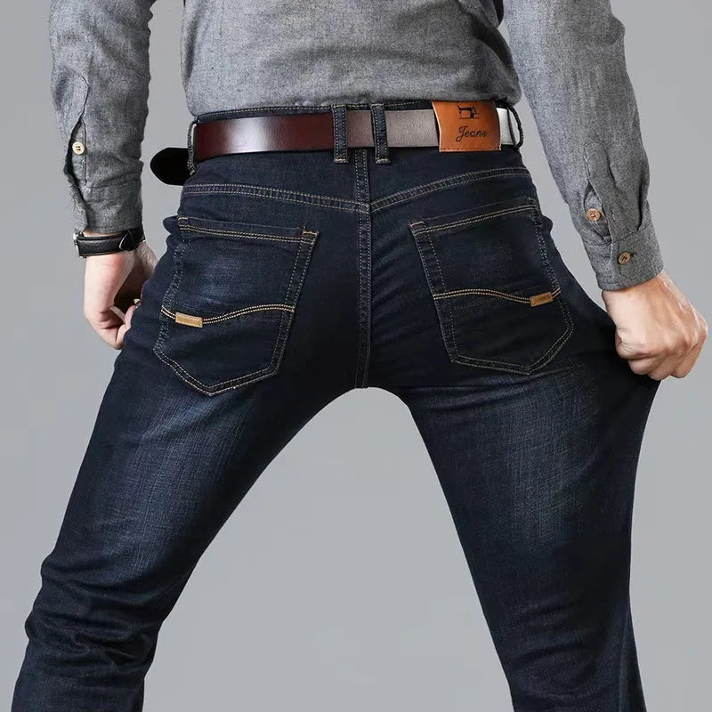 JEAN2026 Autumn/Winter New Men's Casual Pants, High-Quality Business Formal Sportswear Jeans, Straight-Leg Stretch Long Pants