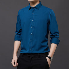 Stretch Solid Business Shirt Men