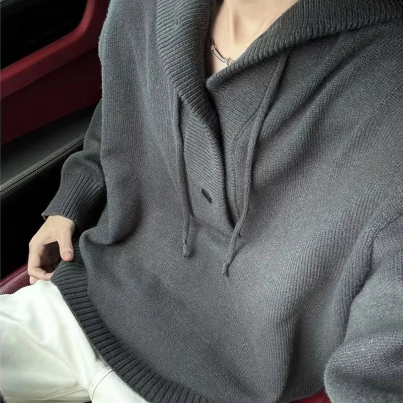 New Autumn Winter Sweaters for Men Loose Trendy Brand Hooded Pullover Sweaters