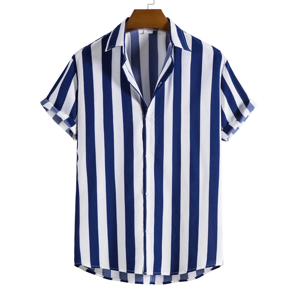 Striped Hawaiian Casual Shirt Men