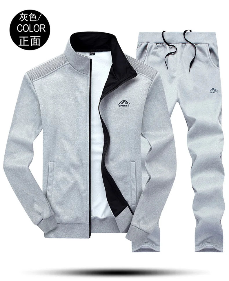 Tracksuits Men Polyester Sweatshirt Sporting Fleece 2026 Gyms Spring Jacket + Pants Casual Men's Track Suit Sportswear Fitness