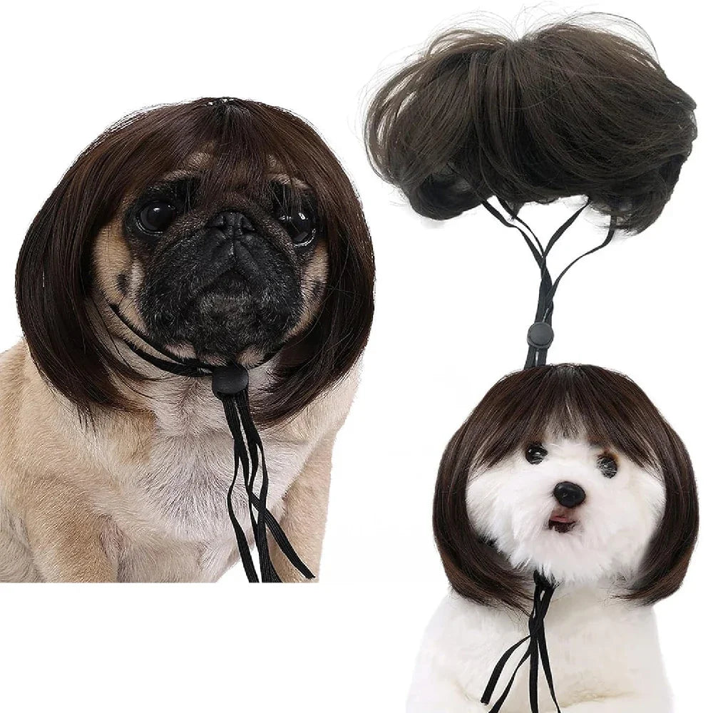 Pet Wigs Cosplay Props Dog Cat Cross-Dressing Hair Set Photography Funny Props Head Accessories Prank Pet Supplies Costumes DIY