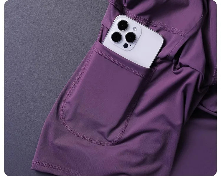 Women's 2 in 1 Shorts with Pockets - Lightweight Breathable Loose Anti-Disclosure Split Side for Yoga Running Gym