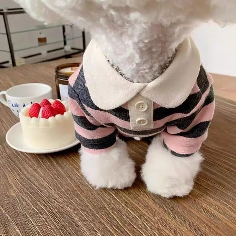 Striped Pet Shirt Soft Pullover Outfit Suitable For Puppy Dogs Cats Schnauzers Pomeranians Daily Casual Pet Apparel