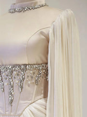 Aenyrst Elegant Party Dresses Formal Occasion Prom Gowns A-Line Floor-Length Beads Customized فساتين طويلة بأكما