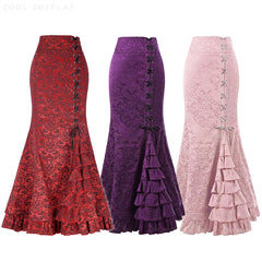 Long Skirts Women Punk Fish Tail Skirt Vintage Gothic New High Waisted Temperament Goth Skirt Festival Party Wear Woman Clothes