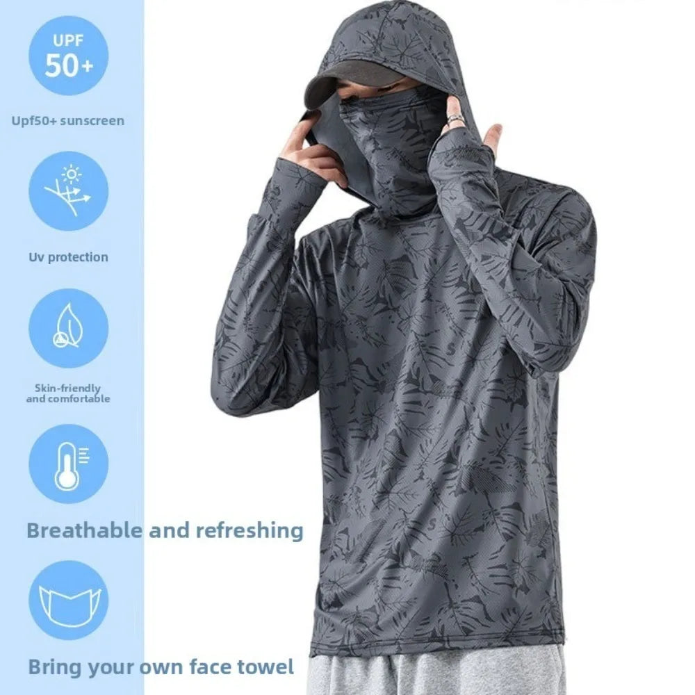 Hooded Design Fishing Shirt Summer Mask Lightweight Material Hooded Fishing Clothes Performance Fabric Outdoor Hoodie