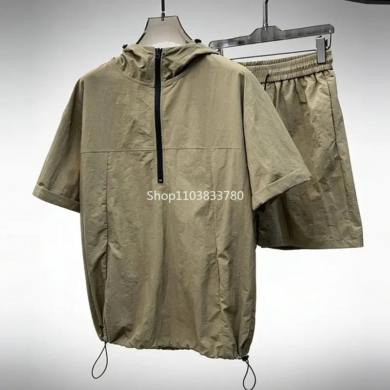Men's Two-piece Sportswear Short Sleeved T-shirt and Pants Set Running and Fitness Sportswear Male Summer Men Tracksuit Oversize