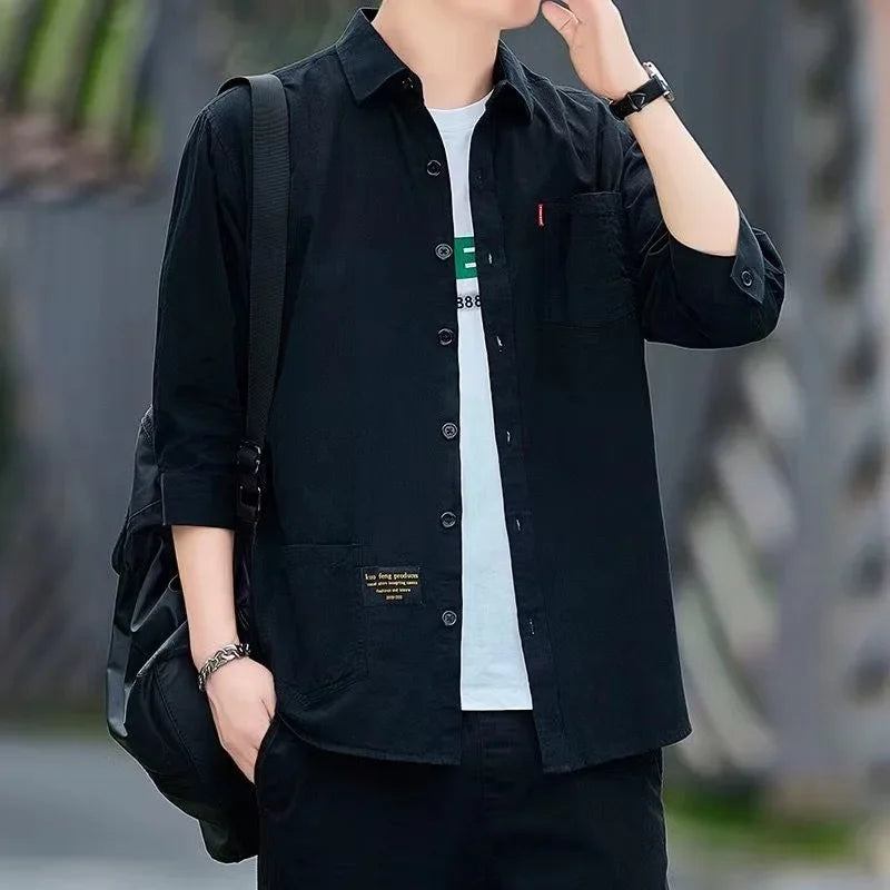 Summer Casual Solid Shirt Men