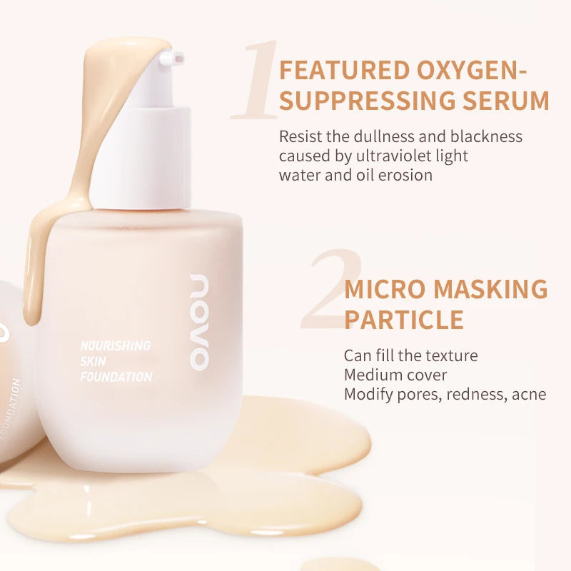 NOVO Moisturizing Lightweight Foundation Make-Up Can Create Natural And Soft Skin With Good Makeup Holding And Blemish Effect,