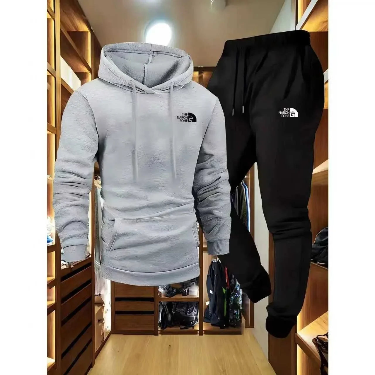 Couple Tracksuit,Printed Hoodie‑Two‑Piece Men Women Set