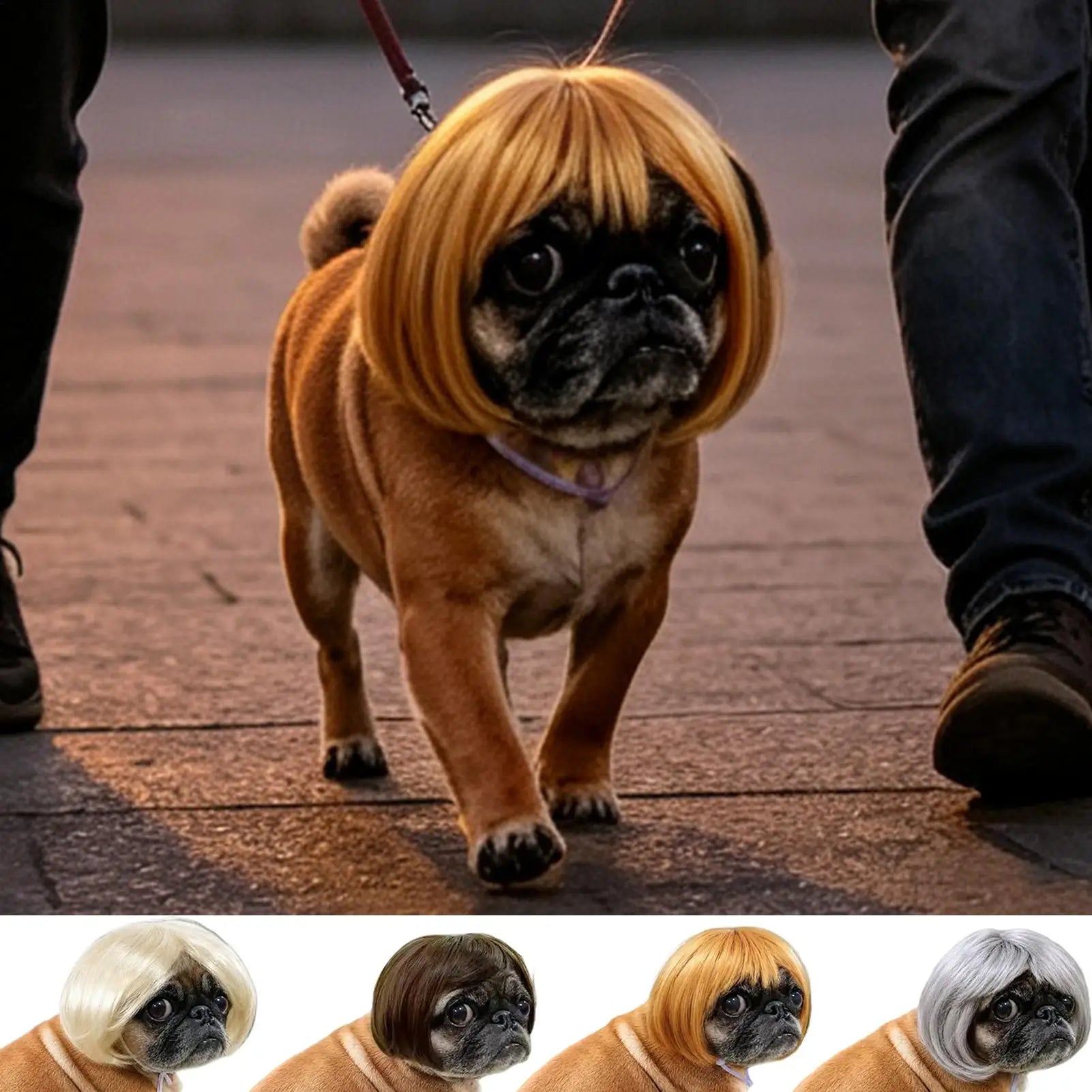 Pet Wig Accessories Dog Headdress Funny Costume Puppy Cosplay Dress Up Cute Pet Wig Cosplay Funny Props Head Accessories