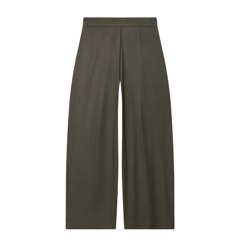 Military Green Pleated Wide Pants