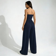 Strapless Wide Leg Casual Jumpsuit