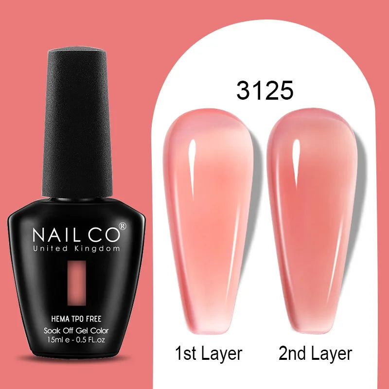 NAILCO 15ml Colorful Jelly Gel Nail Polish Gorgeous Color HEMA TPO FREE Soak Off UV LED Semi Permanent Long Wear Gel Varnish