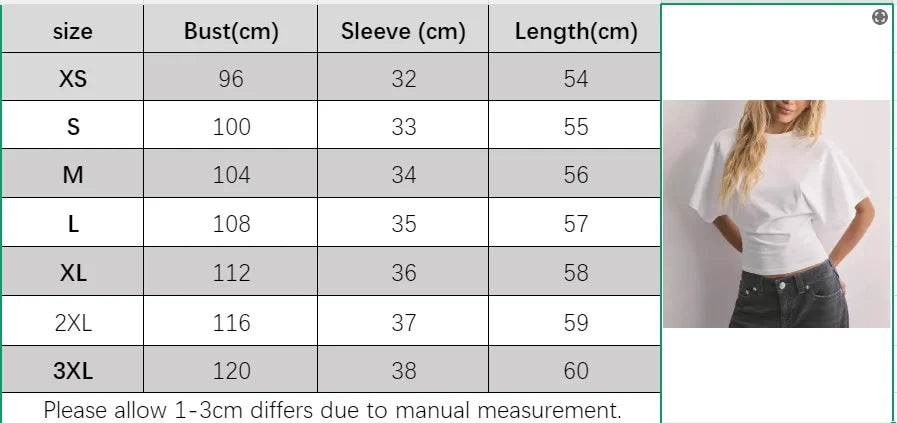 Women's T-shirts Crew Neck Ruched Waist Slim Fit Solid Color Casual Cropped Tee Summer Streetwear Basic Daily Wear Top