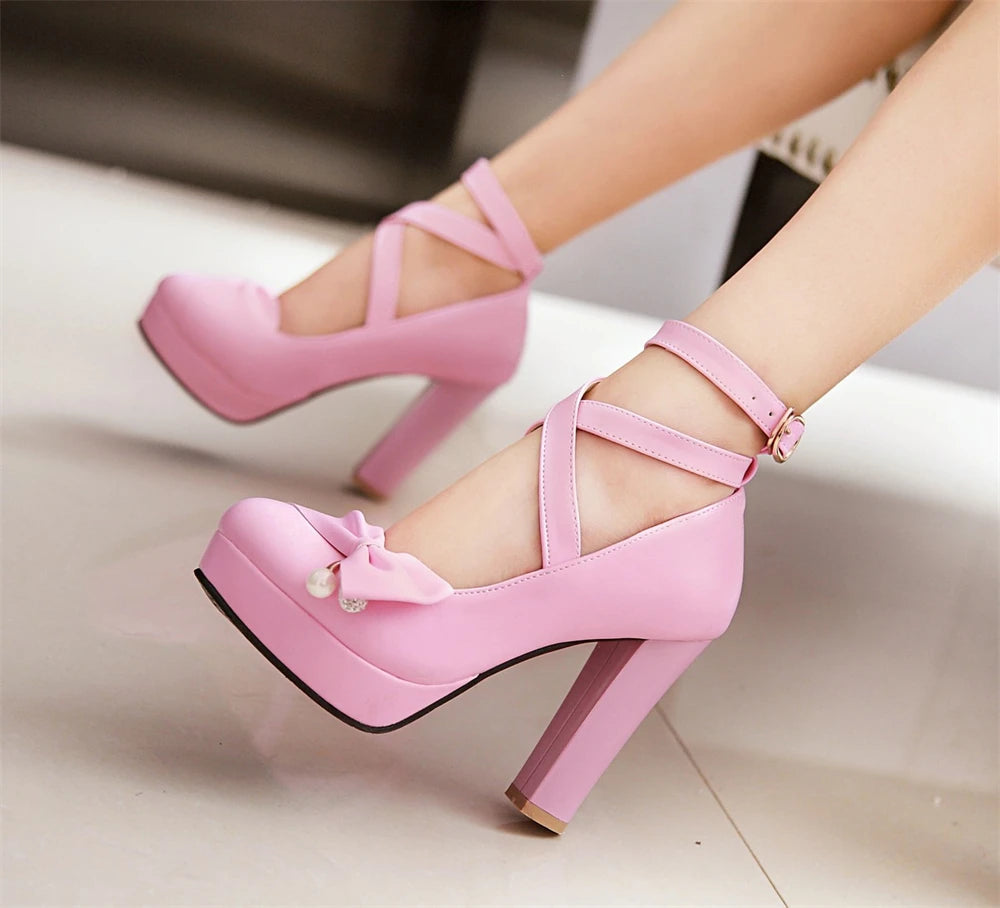 Glossy Mary Jane Chunky Heels