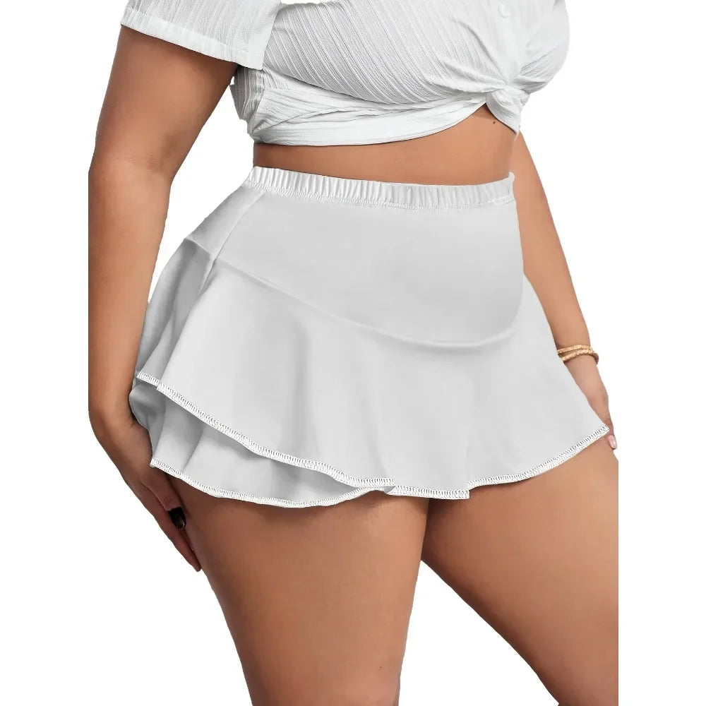 Plus Size 1XL-5XL Women's Skirts Sexy Pleated Home Skirts Skirts with leggings Solid color skirts