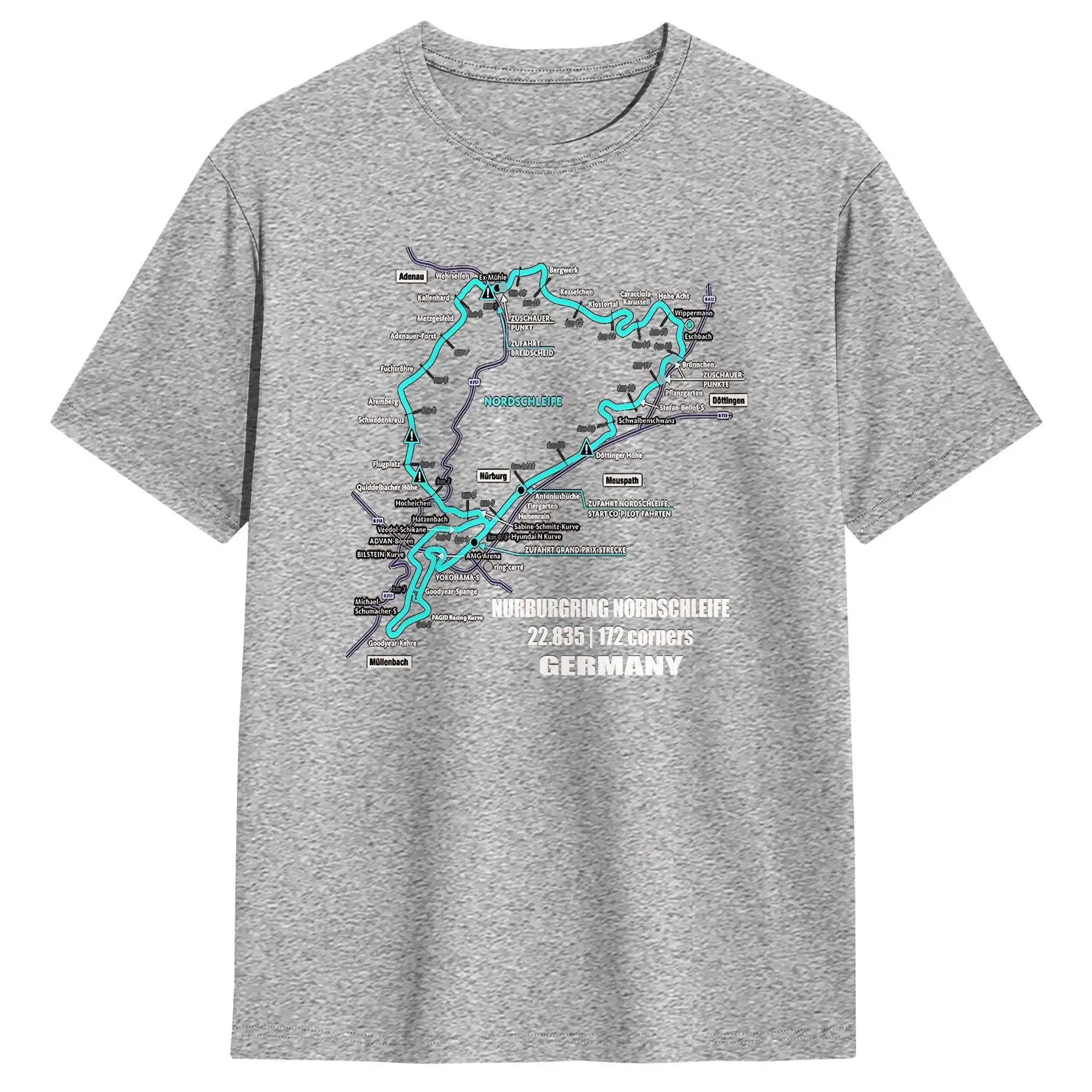 Men T-Shirt Nürburgring Nordschleife Germany Track Map Photographic Blue Print T Shirts Trending Beach Tees  Casual 1Cotton Tops