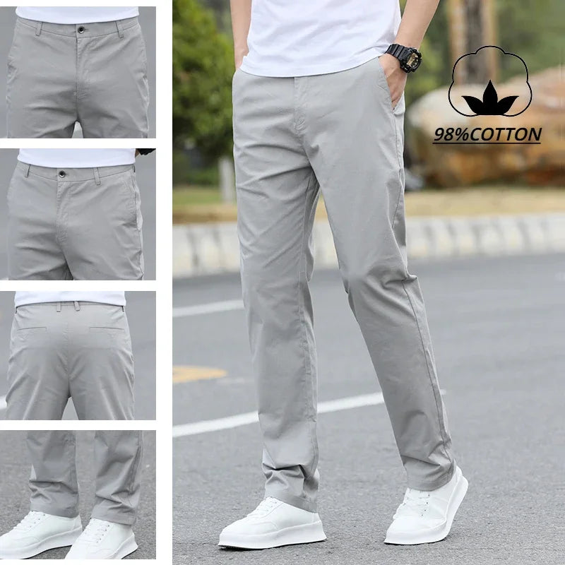 Men's High-Quality Chinos -Cotton Casual Trousers - Breathable Straight Pants (Sizes W28-w40)