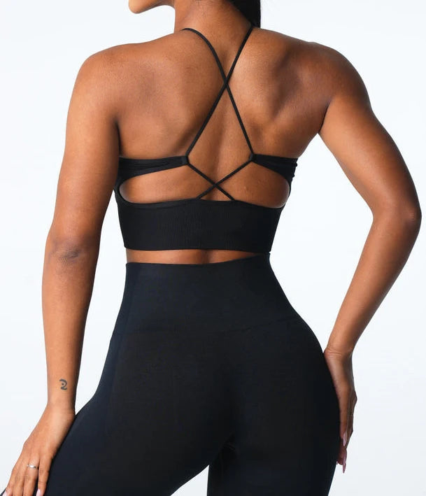 Embrace Seamless Sports Bra Women Backless Gym Bra Tops Padded Yoga Bras Push Up Running Sports Bras Workout Bralette Sportswear
