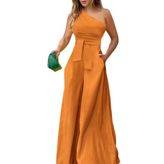 Irregular Off Shoulder Wide Jumpsuit