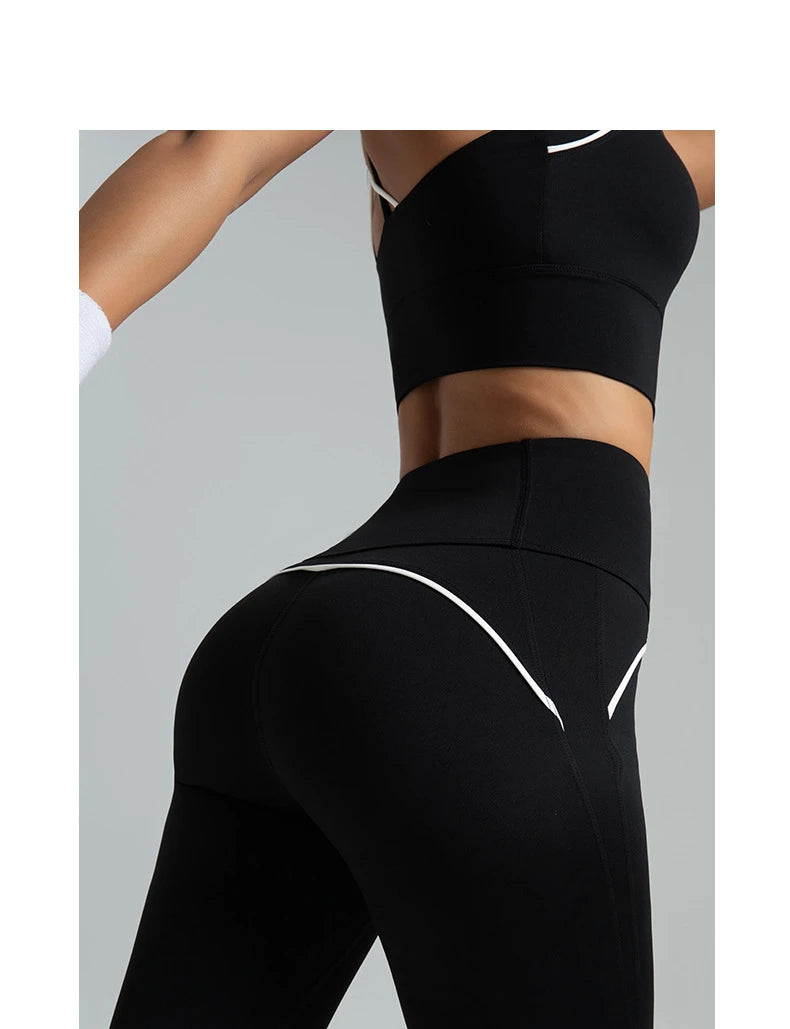 Women's set, slim fit yoga set, high-intensity exercise set, high elasticity, breathable fitness yoga suit