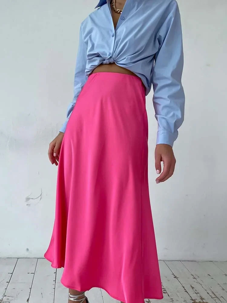 Elegant Satin A-Line Summer Skirt