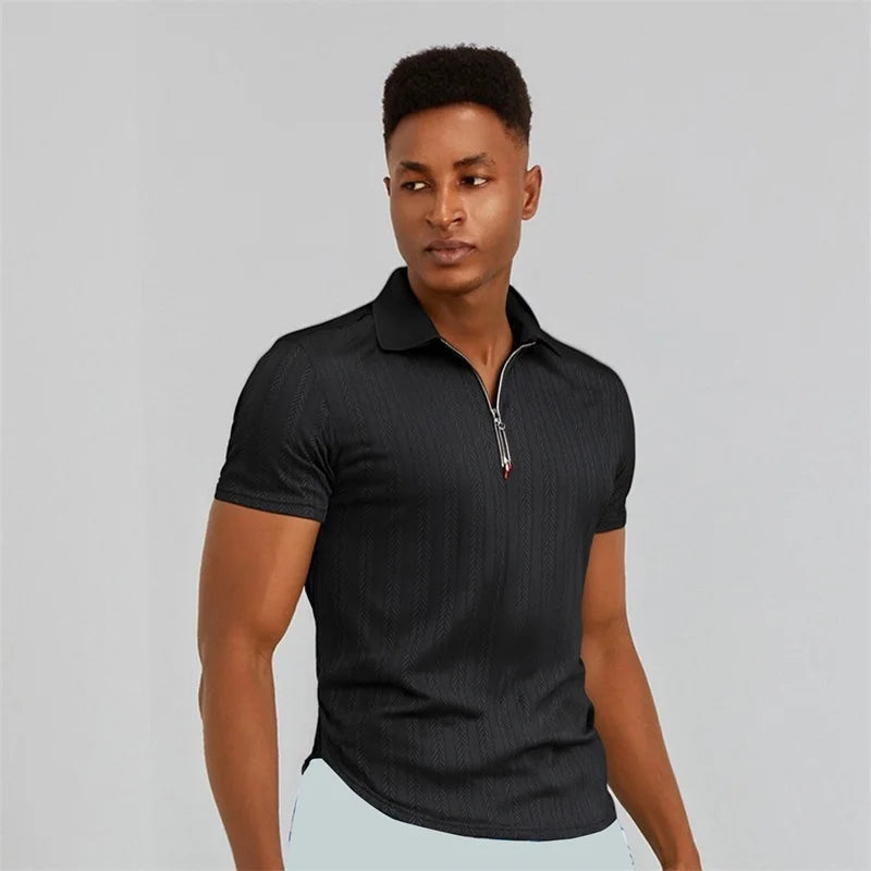 Jacquard Zip Polo