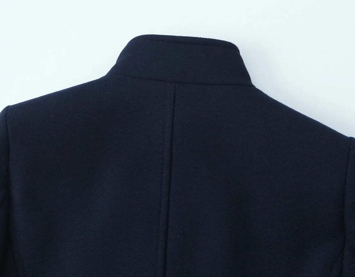 Retro Black Wool Long Coat