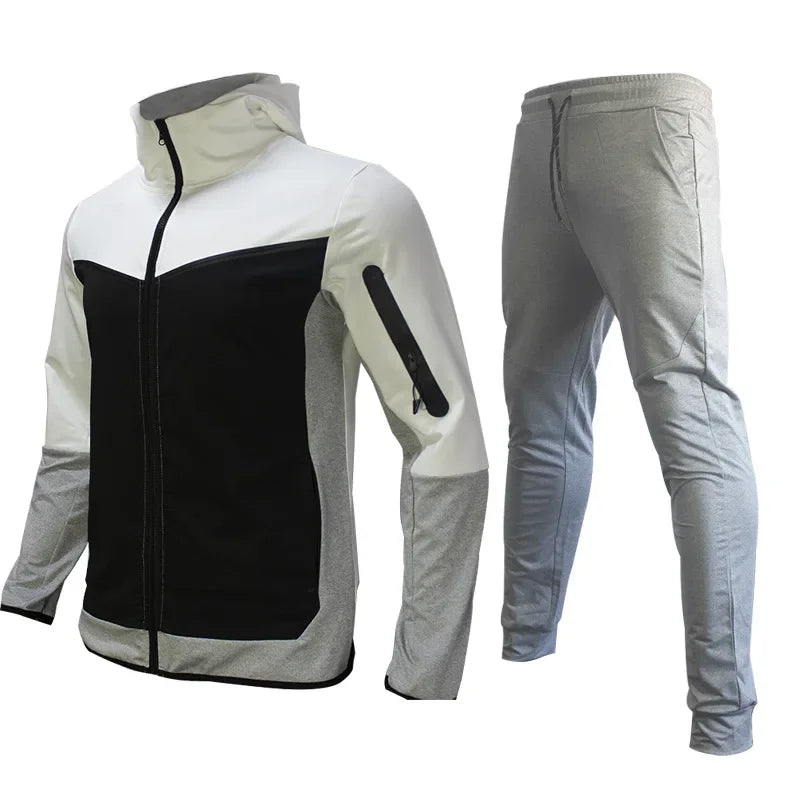 Luxury Brand Men Tracksuits 2-piece Set Black Sports Suit Tracksuits Jogging Men's Clothing Sweatpants Zip Sweatshirts Techwear