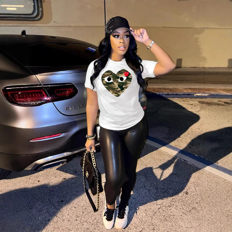 Women's Short-sleeved T-shirt, Black Fashion Printed Base Shirt Tops Graphic T Shirts Aesthetic Clothes Polyester Fiber Fabric