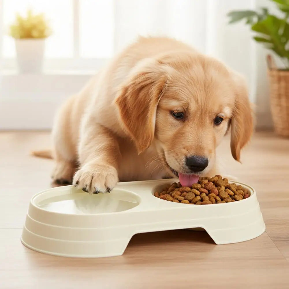 Non-Slip Double Pet Bowls Food & Water Feeder for Cats and Small Dogs BPA-Free Easy-Clean Raised Pet Dishes in 4 Colors