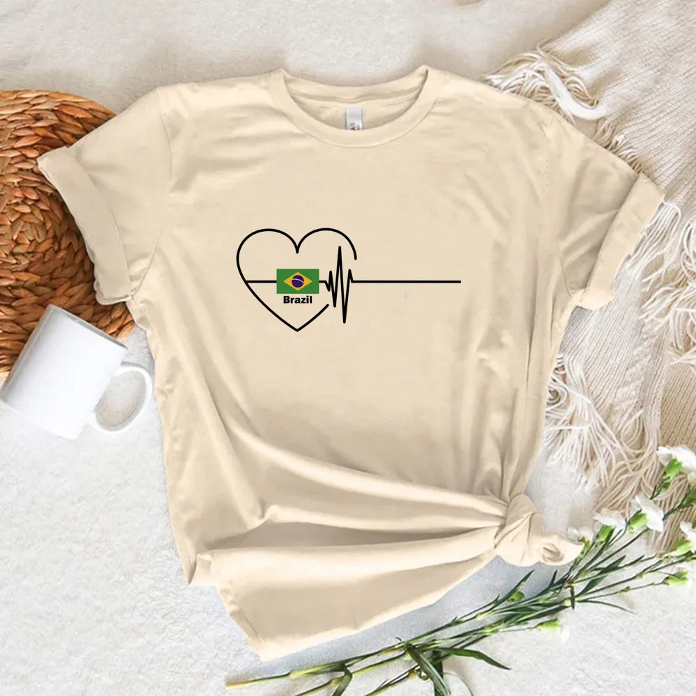 Women T-shirts Brazil T-shirts Women Y2K Graphic Funny Tee Female Harajuku Clothes