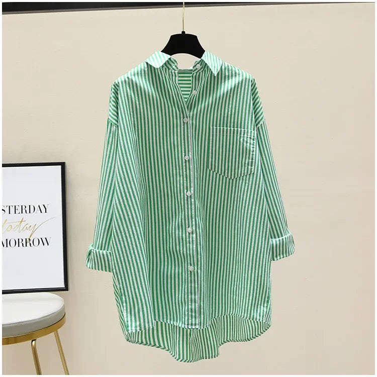 Striped Loose Office Shirt Women